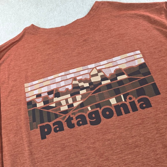 Patagonia Other - Patagonia Capilene Cool Daily Mens XXL Rust Orange Long Sleeve Mountain Graphic